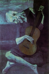Gammal guitarist. Pablo Picasso